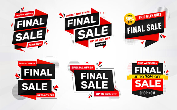 Final sale banner set template vector design, Special offer final sale, Limited offer final sale tag. Final Sale tag Discount template for marketing promotion