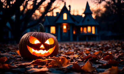 beautiful background with Halloween decor. Selective focus.