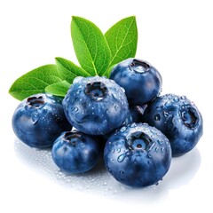 Blueberry Row Fresh Cutout Minimal isolated on white background, closeup. Summertime concept for package, grocery product advertising. Realistic berry, icon, detailed.