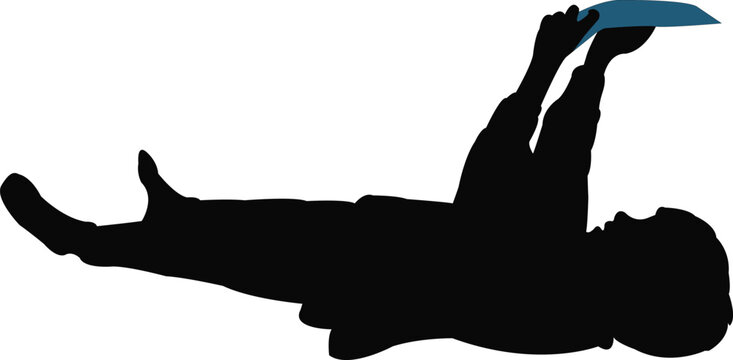 recommend clip art: a boy lying down and reading, silhouette vector
