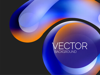 Beautiful flowing round shapes and circles abstract background. Liquid color bubble composition