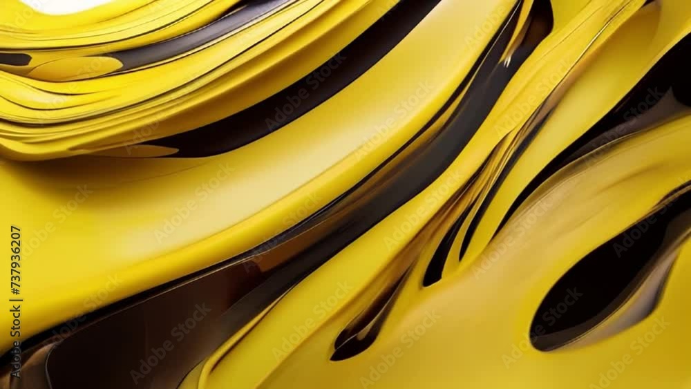 Poster yellow and chocolate color wavy abstract minimal elegant motion background. 4k video animation - ai-