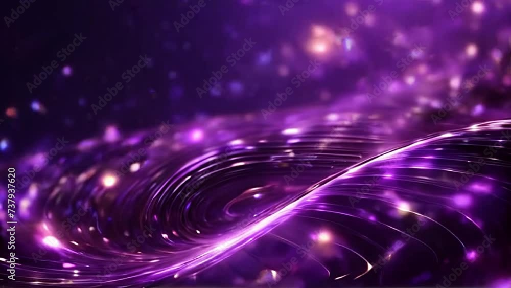 Poster purple abstract background with shining stars lights. the endless whirling of lights in outer space.