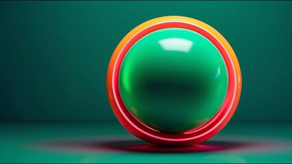 Abstract green sphere on a green background. Futuristic digital ai generated illustration.	