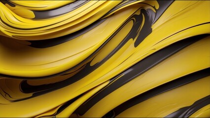 yellow and chocolate color wavy abstract minimal elegant motion background. - 3D AI-generated	