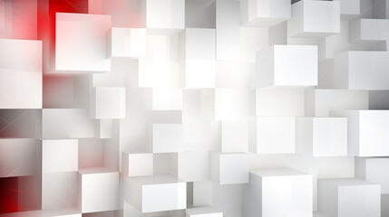 Abstract background of geometric grid with red, white and grey shadow and light