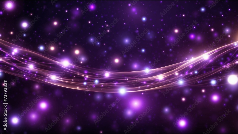 Poster purple abstract motion background with shining stars lights. the endless whirling of lights in outer