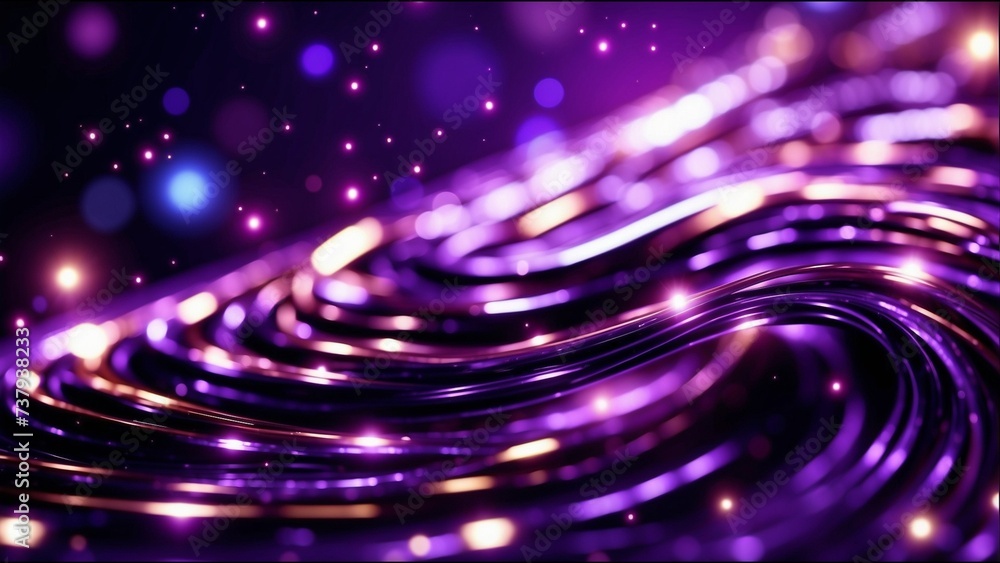 Poster purple abstract motion background with shining stars lights. the endless whirling of lights in outer