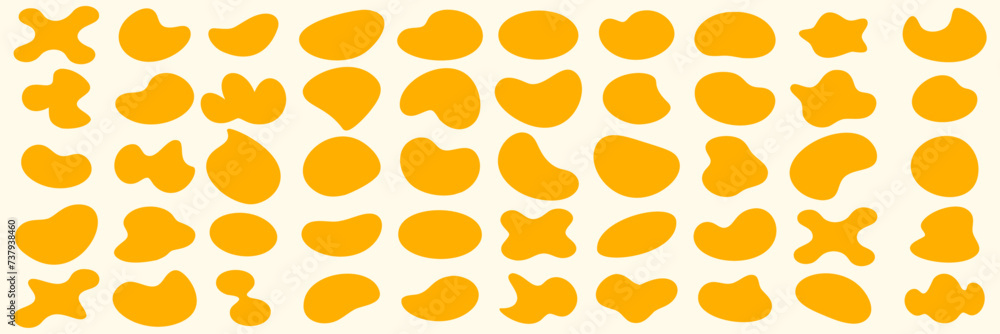 Poster set of orange blob shapes. organic blobs set. modern abstract organic shapes collection. vector desi