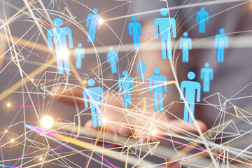 Global network. Blockchain. 3D illustration. Neural networks and artificial intelligence. Abstract