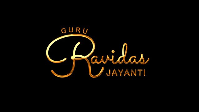 Guru Ravidas Jayanti Text Animation on Gold Color. Great for Guru Ravidas Jayanti Celebrations with transparent background, for banner, social media feed wallpaper stories
