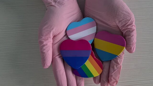 LGBT pride month concept with rainbow colorful heart shape for lesbian, gay