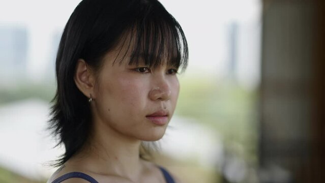 Closeup portrait of a beautiful Asian girl