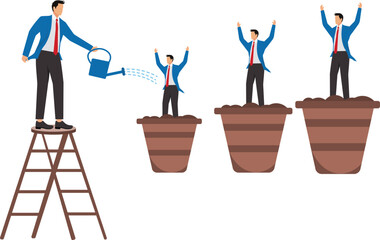 Watering, Leadership, Water, Growth, Watering Can, Excitement, Businessman © Master Art