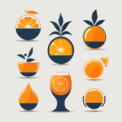 set of orange juice, orange juice illustration