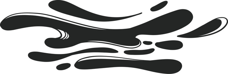 Black water splash. Abstract wet splatter drop for tattoo design, river wave ripple stain splash simple marine environment doodle. Vector isolated. Different dirt or ink shape