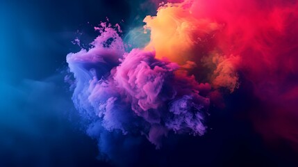 Vibrant CMYK  colorful smoke explosion on dark background