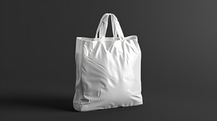 Blank white plastic bag mockup on black background
