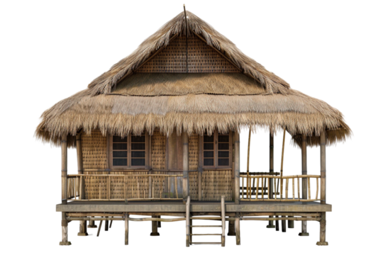 bungalow cottage isolated on transparent background