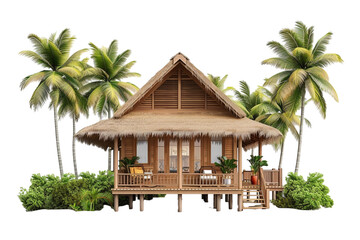 bungalow cottage isolated on transparent background