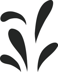 Black water splash. Abstract wet splatter drop for tattoo design, river wave ripple stain splash simple marine environment doodle. Vector isolated. Different dirt or ink shape