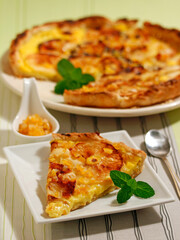 Apple tart with custard and orange.