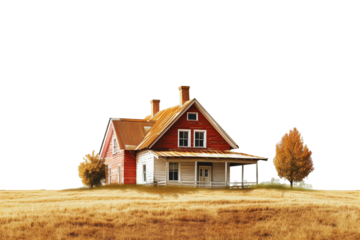 small farm house isolated on transparent background