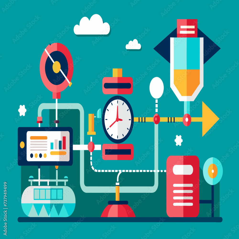 Aufkleber digital time machine traversing through historical data vektor illustation