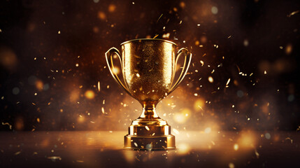 image of gold trophy with sparkly - obrazy, fototapety, plakaty
