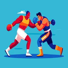 Boxers exchanging powerful blows in the ring vektor illustation