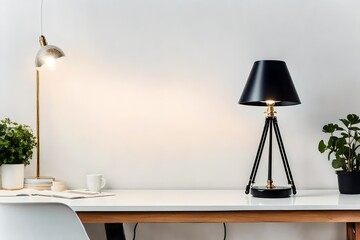 black lamp on the table