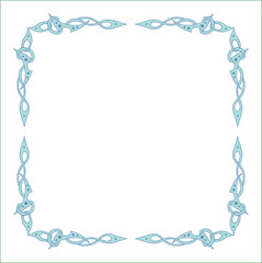 Blue green frame with fantasy ornament . Fantasy green corners. Fairy tail decoration, book decoration.	
