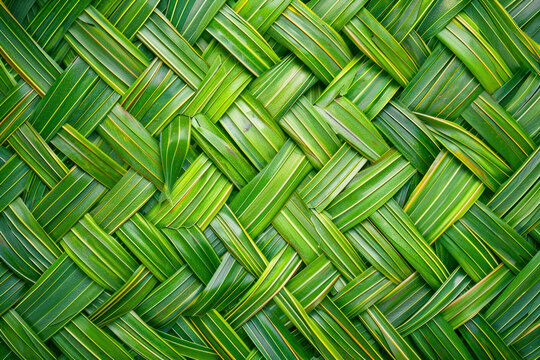 Woven palm leaf pattern texture background.