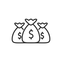 Money Bags, linear icon. Line with editable stroke