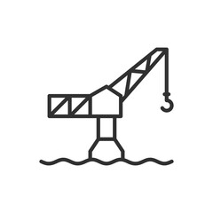 Sea crane, linear icon. Line with editable stroke