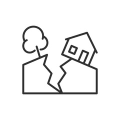 Fault, earthquake, linear icon. Line with editable stroke
