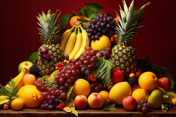 Naklejka na ściany i meble a group of fruits on a table