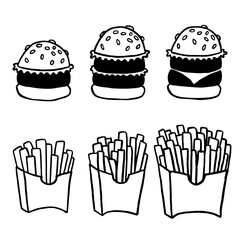 Hand drawn burger vector doodle. Hamburger sketch illustration for print, web and infographics.