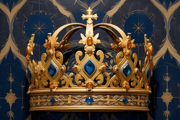 Poster a gold crown with blue gems © Alex