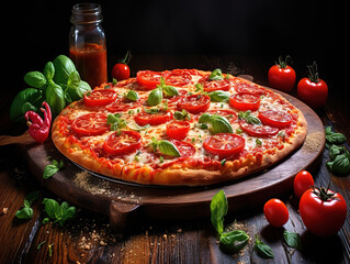 Pizza is a dish of Italian origin consisting of a usually round