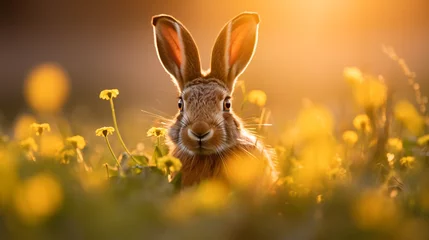 Foto op Aluminium Lepus Wild European brown hare © Salman