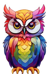 Vibrant Rainbow Cartoon Owl