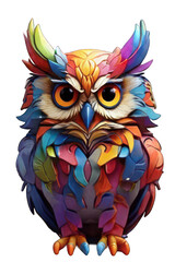 Fototapeta premium Vibrant Rainbow Cartoon Owl