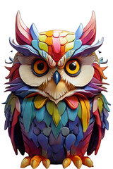 Obraz premium Vibrant Rainbow Cartoon Owl