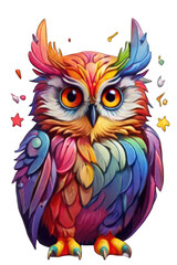 Vibrant Rainbow Cartoon Owl