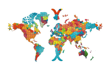 World Map Puzzle on Peace Day On Transparent Background.