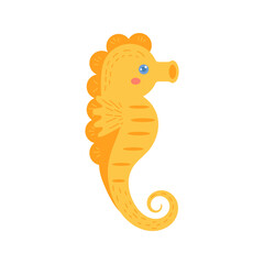 Sea Horse. Ocean animal. Underwater life. Children's Vector illustration isolated on white background
