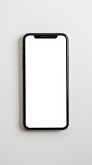 a smartphone with a completely white screen on a completely white background