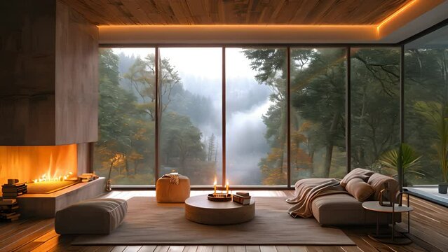 cozy room with slate fireplace
