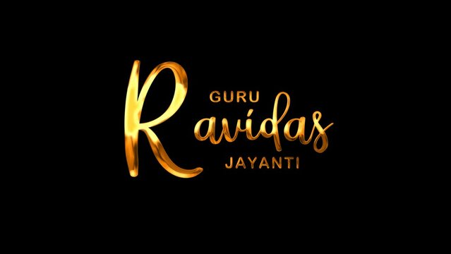 Guru Ravidas Jayanti Text Animation on Gold Color. Great for Guru Ravidas Jayanti Celebrations, for banner, social media feed wallpaper stories.